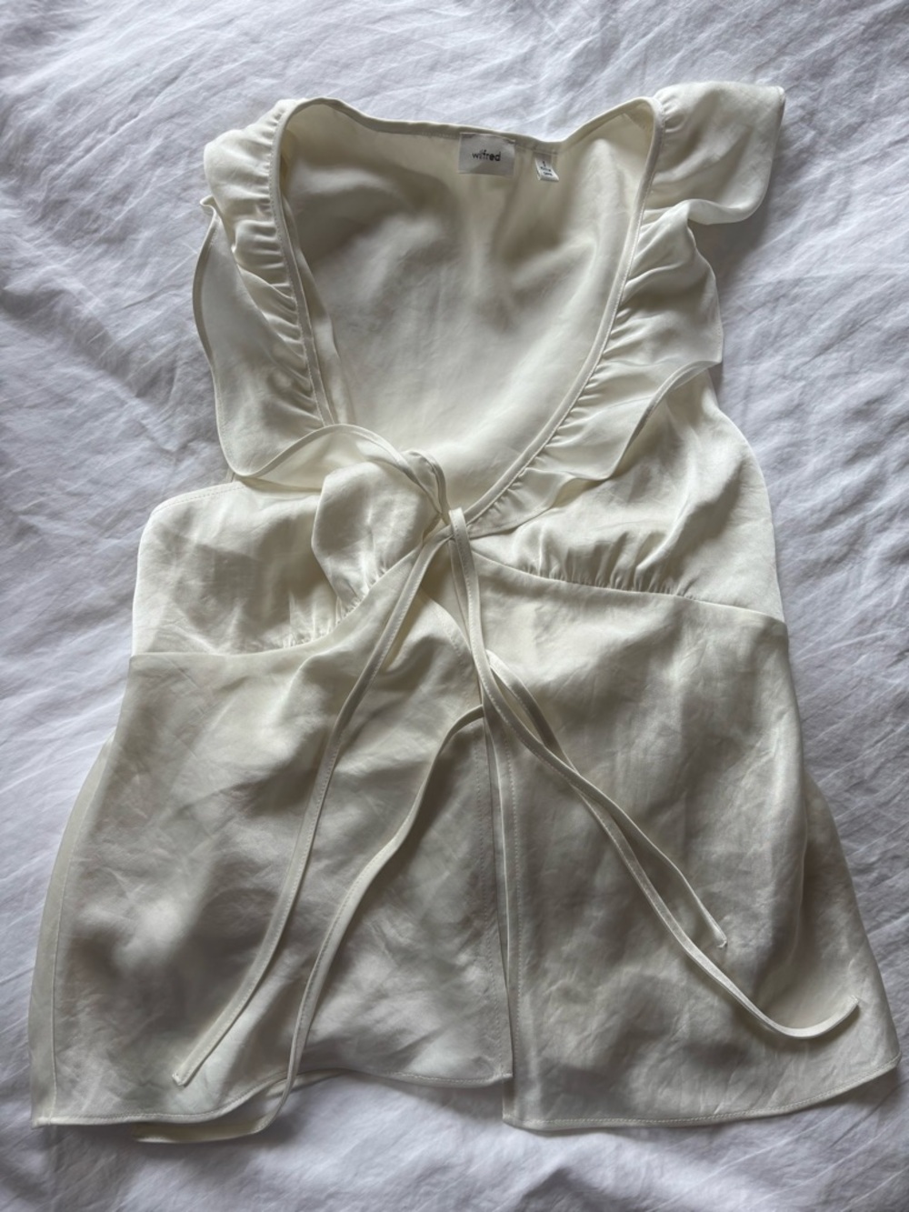Wilfred Cream Ruffle Tie-Front Blouse